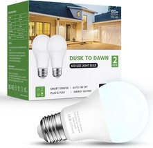 Dusk To Dawn Light Bulbs, 100W Equivalent Outdoor Light Bulbs, 6000K, 2 Pack - £23.16 GBP