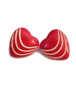 Retro Striped Red Valentine Themed Heart Stud Earrings - £19.99 GBP
