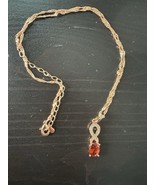 585 14K RG Stamped Infinity Cognac Red Sparkle Pendant 19” Necklace Clas... - $911.17 MXN