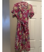 VTG Laura Ashley Pink Floral 80s Dress W/ Belt US 10 - €102,82 EUR