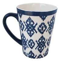 SCM Home Design Stoneware 16oz Coffee Cup Mug Modern Blue White Geometri... - £12.69 GBP