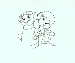 Jon Pinto Original Art SIGNED Walt Disney World Park Rescuers ~ Bernard &amp; Bianca - £100.90 GBP