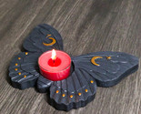 Wicca Metaphysical Celestial Moons Black Moth Votive Tealight Candle Holder - $15.99