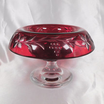 Red Cut to Clear Compote with Clear Base # 22356 - $24.70