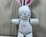 Melissa &amp; Doug mini 6&quot; plush white bunny rabbit blue sewn eyes pink ears... - £7.90 GBP