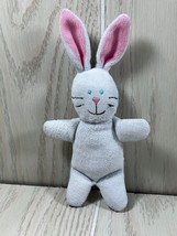 Melissa &amp; Doug mini 6&quot; plush white bunny rabbit blue sewn eyes pink ears... - $9.89