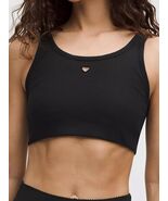 LULULEMON NULU RIBBED SCOOPNECK BRA LIGHT SUPPORT B/C Cup Heart~Black~SZ... - $119.99