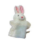 Vintage Scott Foresman Plush White Pink Bunny Rabbit Puppet Stuffed 10&quot; - $18.79