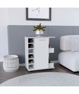 White Cabot Bar Cart: 6 Wine Cubbies, Shelves &amp; Casters - $278.20 CAD