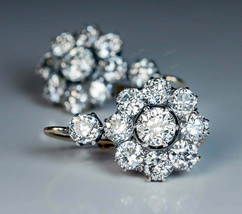 3Ct Round Cut Moissanite Cluster Drop Dangle Floral Earrings 925 Sterling Silver - £90.22 GBP