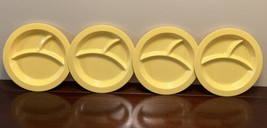 Set Of 4 Pottery Barn Kids Cambria Tabletop Melamine Divided Plates Yellow - £22.58 GBP
