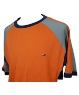 Vintage Tommy Hilfiger Jeans Sport Shirt Mens XXL Orange Gray Flag Ribbe... - £11.12 GBP