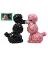 Black And Pink Chien Canne Poodles Salt And Pepper Shakers Ceramic Figur... - €14,73 EUR