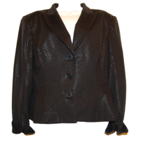 Daniel Rebecca Women&#39;s Black Shiny Dots Button Up Jacket Blazer Size 12 - $54.82