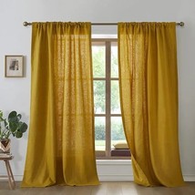 Yellow Mustard Color Living Room linen Curtain Bedroom Modern Rustic Curtains - £42.60 GBP+