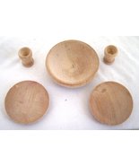  Miniature Wooden Unfinished Doll House Plates Bowl and Cups Lot of 5 - £3.92 GBP
