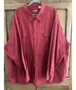 St Johns Bay Vintage Men&#39;s Button Down Twill 4XL Deep Red Shirt - £8.64 GBP