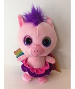 Unicorn Pink Rainbow Wings Purple Hair Plush Stuffed Doll Six Flags Excl... - £13.56 GBP