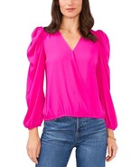 MSRP $59 Sam &amp; Jess Surplice Puff-Sleeve Top Pink Size Large - $36.30 CAD