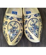 Vintage JUNORA Holland Dutch Yellow &amp; Blue Wooden Shoes Clogs 13 cm 20/21 - £15.79 GBP