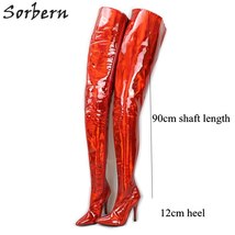 Custom Holographic Crotch Thigh Boots Women 12Cm 18Cm High Heel Stilettos Long - £282.50 GBP