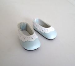 Modern Mary Hoyer Blue &amp; White Leather Slip On Shoes for 13&#39;-14&quot; Doll - £14.20 GBP