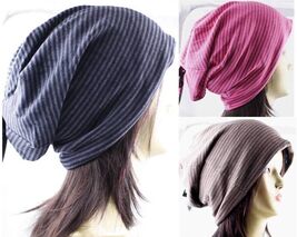 1 Pack Unisex Winter Long Stripe Light Soft Beanie Beret Hat Slouchy Cap - $127.20 MXN