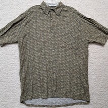 Pierre Cardin Shirt Mens Medium Geometric Print Button Up 100% Rayon - $11.65