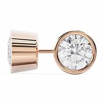 Brilliant Round Cut Solitaire Diamond Stud Earrings | Bezel Setting | 14k Rose G - £1,623.35 GBP