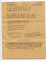 Original Aboard U S S Ericsson at Sea Newspaper Germany Surrenders 29 Ap... - $87.12