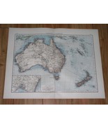 1896 ORIGINAL ANTIQUE MAP OF AUSTRALIA NEW ZEALAND NEW CALEDONIA PACIFIC... - $31.17