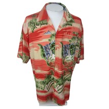 Pacific &amp; Co mens Hawaiian Camp Shirt vtg 90s luau palm tree colorful L p2p 24.5 - £19.77 GBP