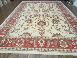 9x12 Peshawar Rug, Hand-knotted Wool Carpet, Beige Brick Red, Vintage Rug 9 x 12 - £1,210.04 GBP