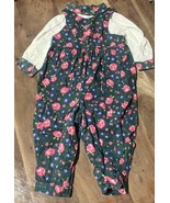 VINTAGE OshKosh B&#39;gosh Baby Girl 18M Floral Vestbak Overall Romper Tee Set - $341.92 CAD