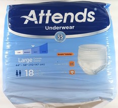 ATTENDS ADULT UNDERWEAR Diapers SIZE LARGE 44&quot;-58&quot;  HEAVY Protection 18 ... - $10.29 CAD