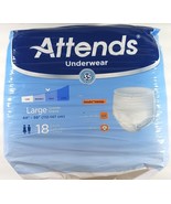 ATTENDS ADULT UNDERWEAR Diapers SIZE LARGE 44&quot;-58&quot;  HEAVY Protection 18 ... - $7.59