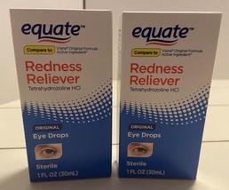 2 Equate Redness Reliever Eye Drops Sterile 1 fl oz each Bottle 104109 - $10.85