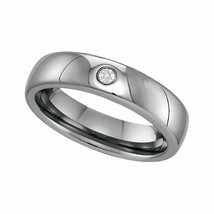 Tungsten Carbide Mens Round Diamond Band Ring .01 Cttw Size 9 - £56.72 GBP