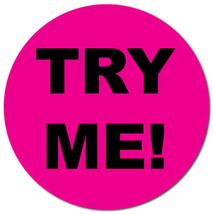 1 Inch Circle, TRY ME Fluorescent Pink, Roll of 1,000 Stickers - £25.68 GBP