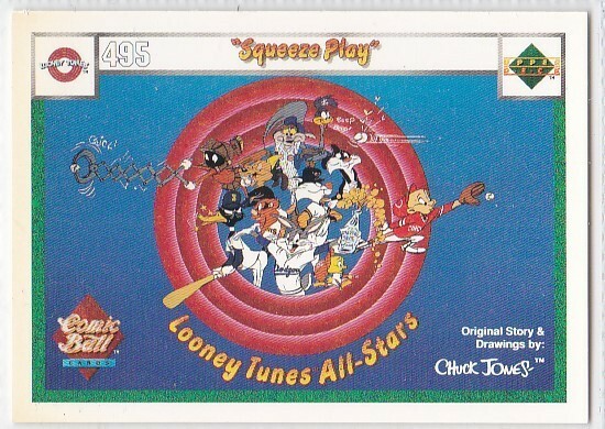 N) 1990 Upper Deck Looney Tunes Comic Ball Card #495/498 Squeeze Play - $1.97