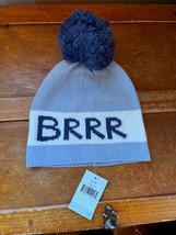 Kate Spade Light &amp; Dark Blue Knit BRRR Large Puff Ball Pom Pom Winter Cap Hat - £11.97 GBP