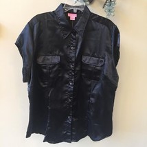 She&#39;s Cool Black Silk Like Cap Sleeve Size 2X Top - $18.62