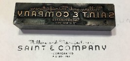 Letterpress Printing Block Saint &amp; Company Miller And Manufacturers - $198.88 MXN