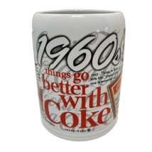 Vintage 1998 Large 1960s Generation Coca Cola Ceramic Mug Stein 5" Tall - £13.86 GBP