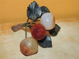 Vntg Chinese Carmel Agate Cherries Branch Leaves Carnelian Jadeite Jade ... - €30,96 EUR