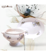 Servizio Tavola LAVENO Ceramica Bianca Zuppiera Vassoio Cracklè Decori F... - $1,107.78 MXN