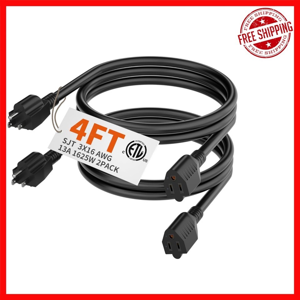 Flexible 3 Prong 4FT Extension Cord - Durable Design for Indoor/Outdoor ... - $23.75
