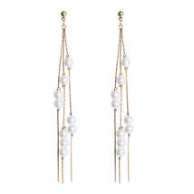 Pearl &amp; 18K Gold-Plated Cluster Tassel Dangle Earrings - £11.24 GBP