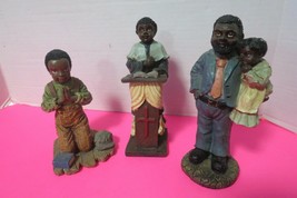 Set Of 3 African American Ceramic Figurines Preacher Father Daughter Boy... - £20.03 GBP