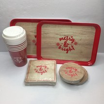 68 Pc Gartner Studios Merry &amp; Bright Holiday Party Pack Tray Cup Napkin ... - $34.99